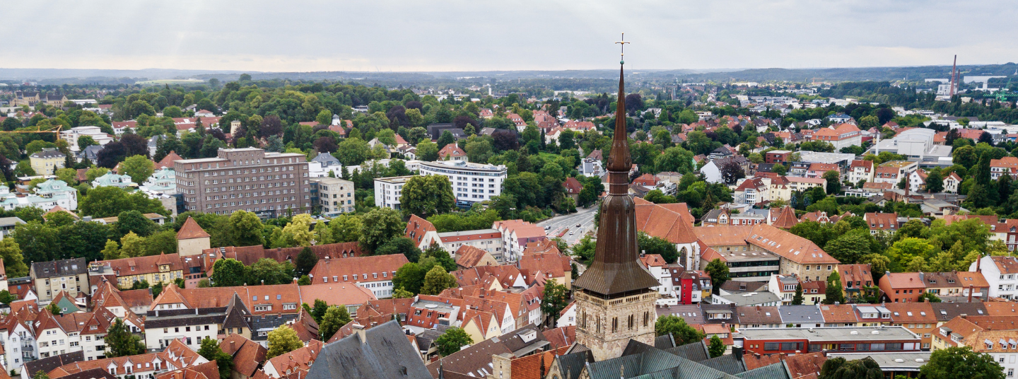 Panoramablick auf die Altstadt in Osnabrück.